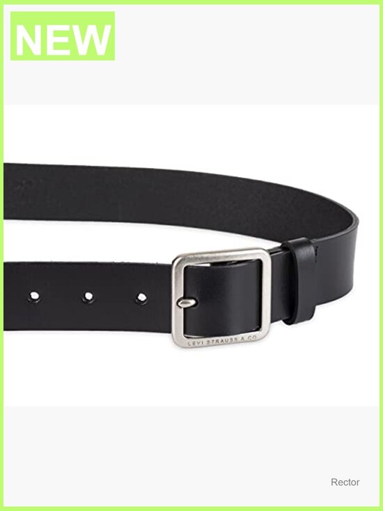 Genuine Leather Belt with Square Buckle for Jeans & Dresses, 1.38\